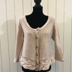 Cream Women's Sweater with Button Detail